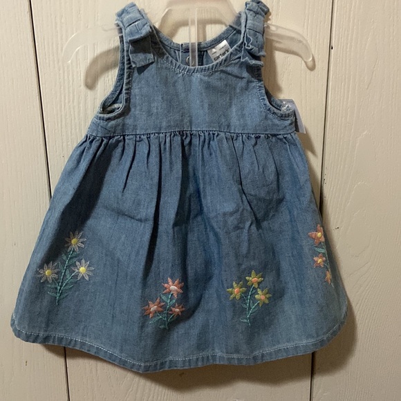 Carter’s Light Chambray Sundress with Flowers and Diaper Cover - Picture 1 of 6